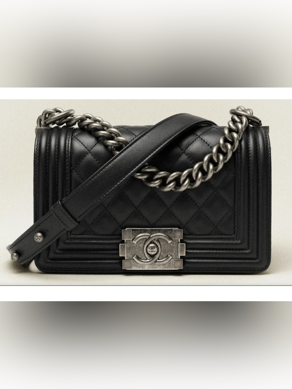 Chanel Boy Flap Bag Quilted Lambskin Small Black